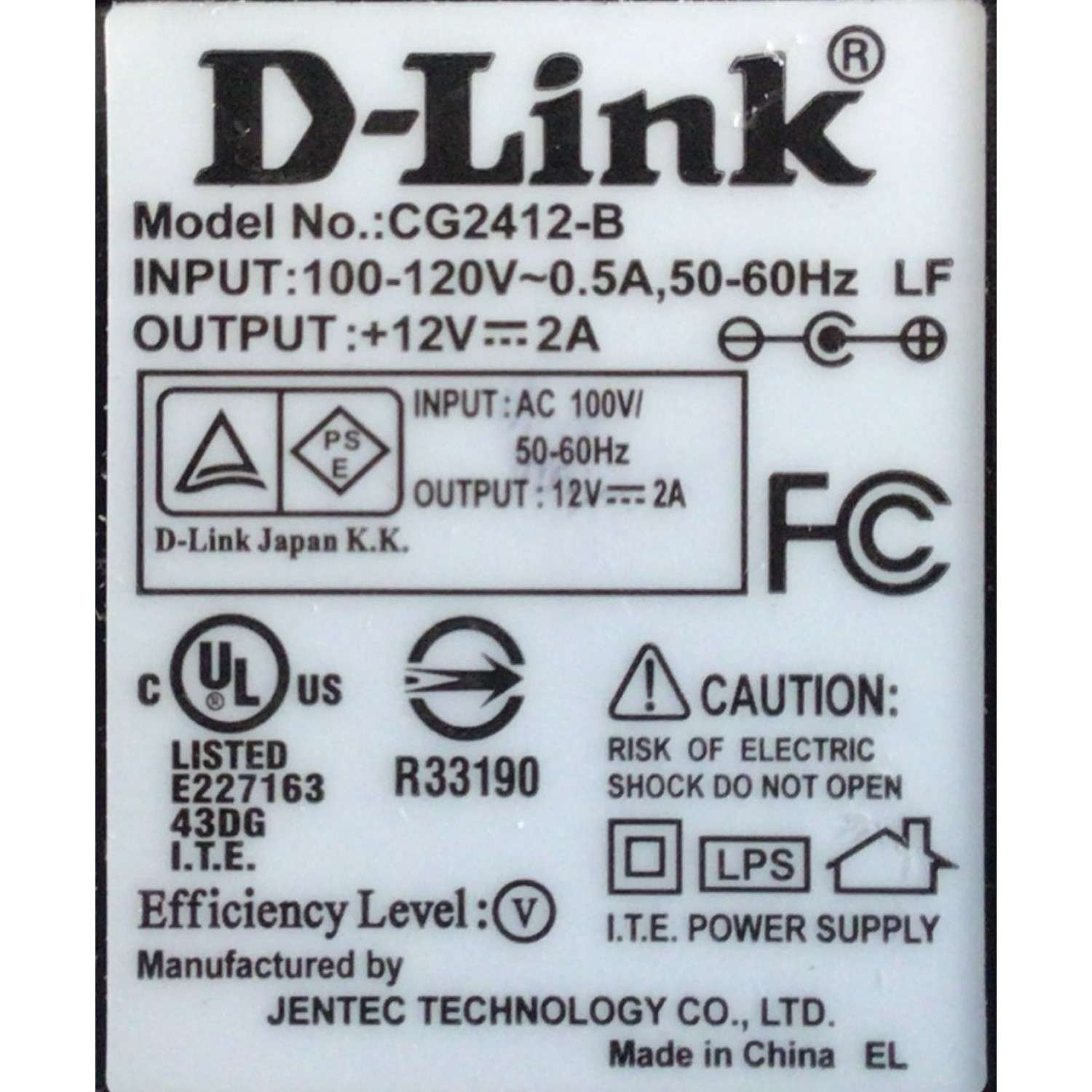 CARGADOR / ADAPTADOR DE FUENTE DE ALIMENTACION D-LINK / VCA-VCD / NUMERO DE PARTE CG2412-B / ENTRADA VCA 100-120V~ 0.5A, 50-60HZ / SALIDA VCD 12V 2A / MODELO CG2412-B - Imagen 2
